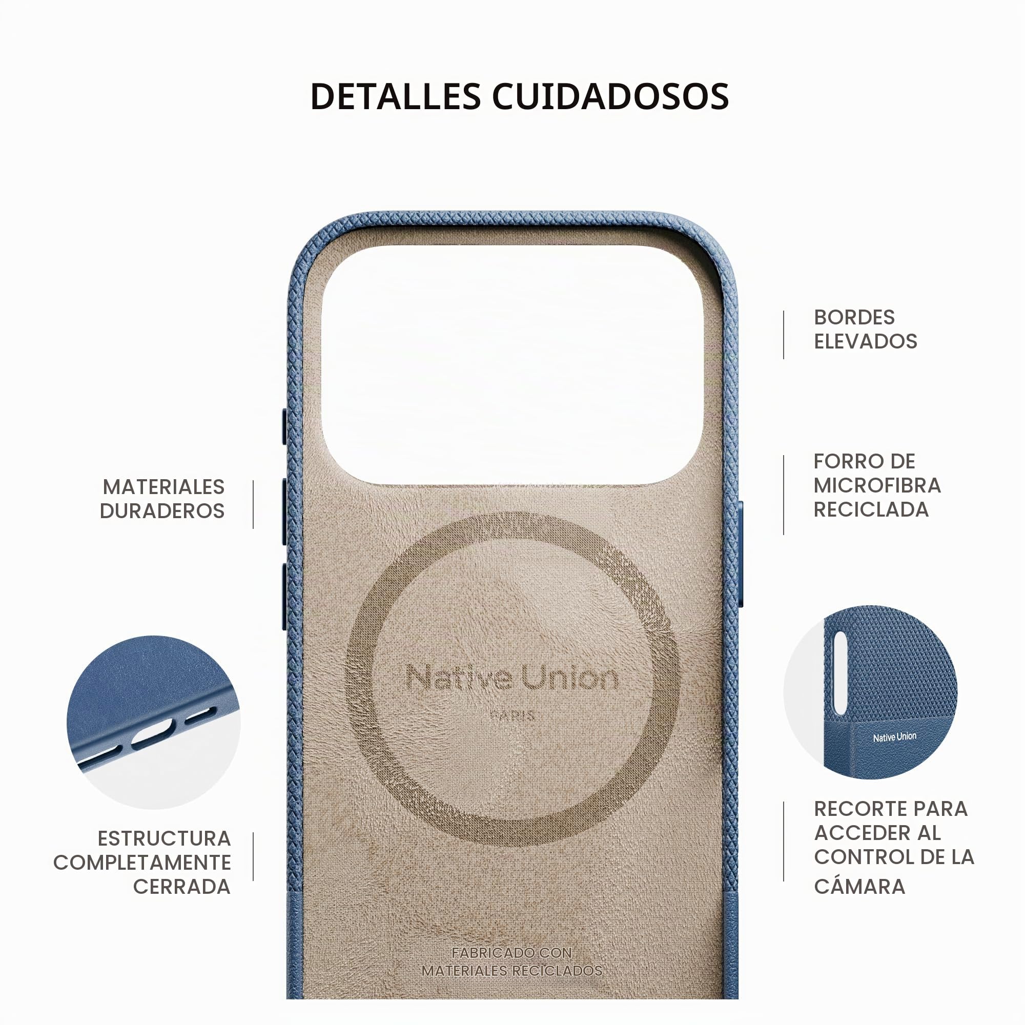 Native Union Funda (Re) Classic 3.0 - MagSafe e Imanes Integrados - Materiales Reciclados - Protección Anticaídas 6ft - iPhone 17 Pro (Azul Marino)