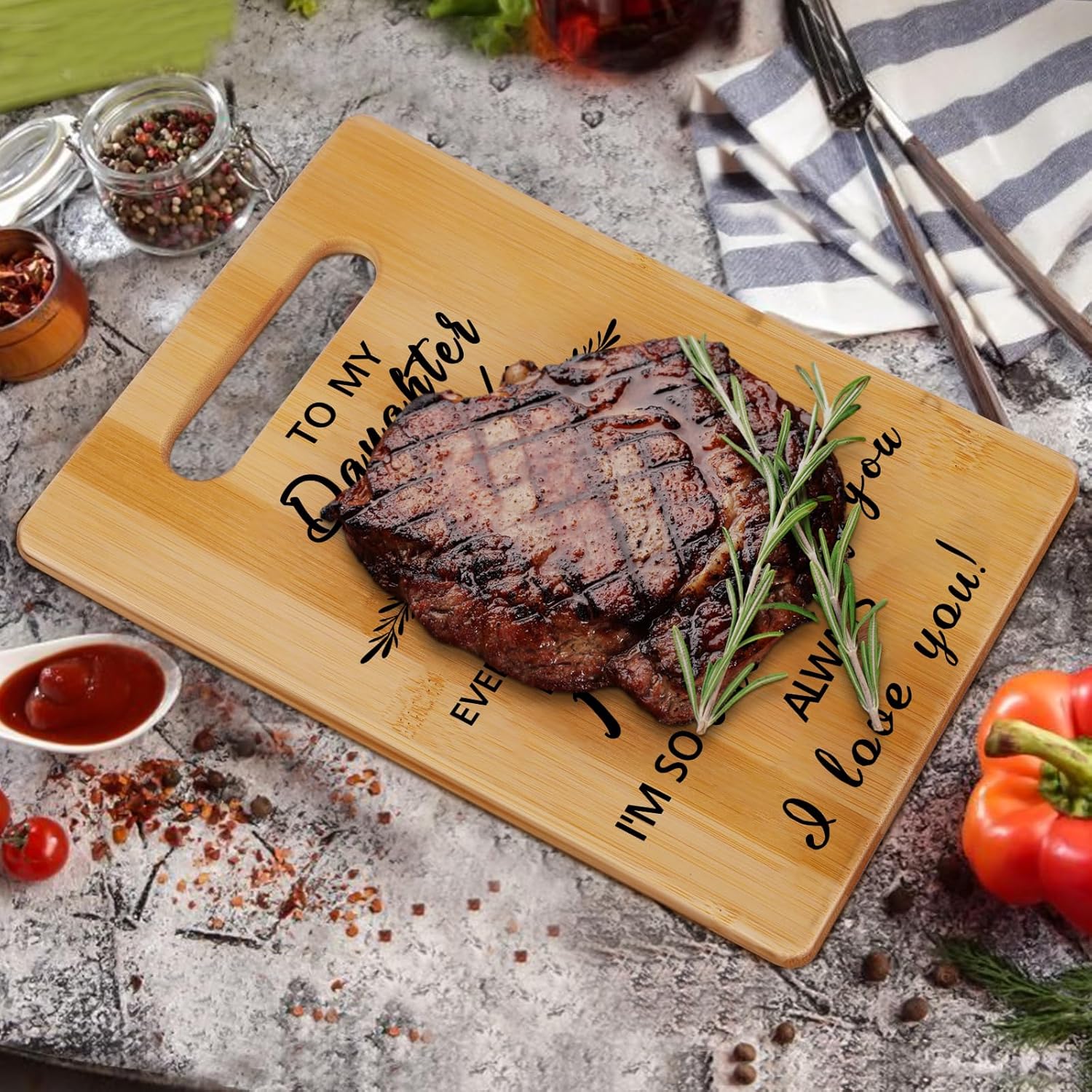 Daughter Birthday Gifts,Daughter Gifts from Mom Dad Parents,Best Birthday Mother's Day Gifts for Daughter,Unique Engraved Cutting Board Present,Wedding Christmas Gifts for Daughter - Image 7