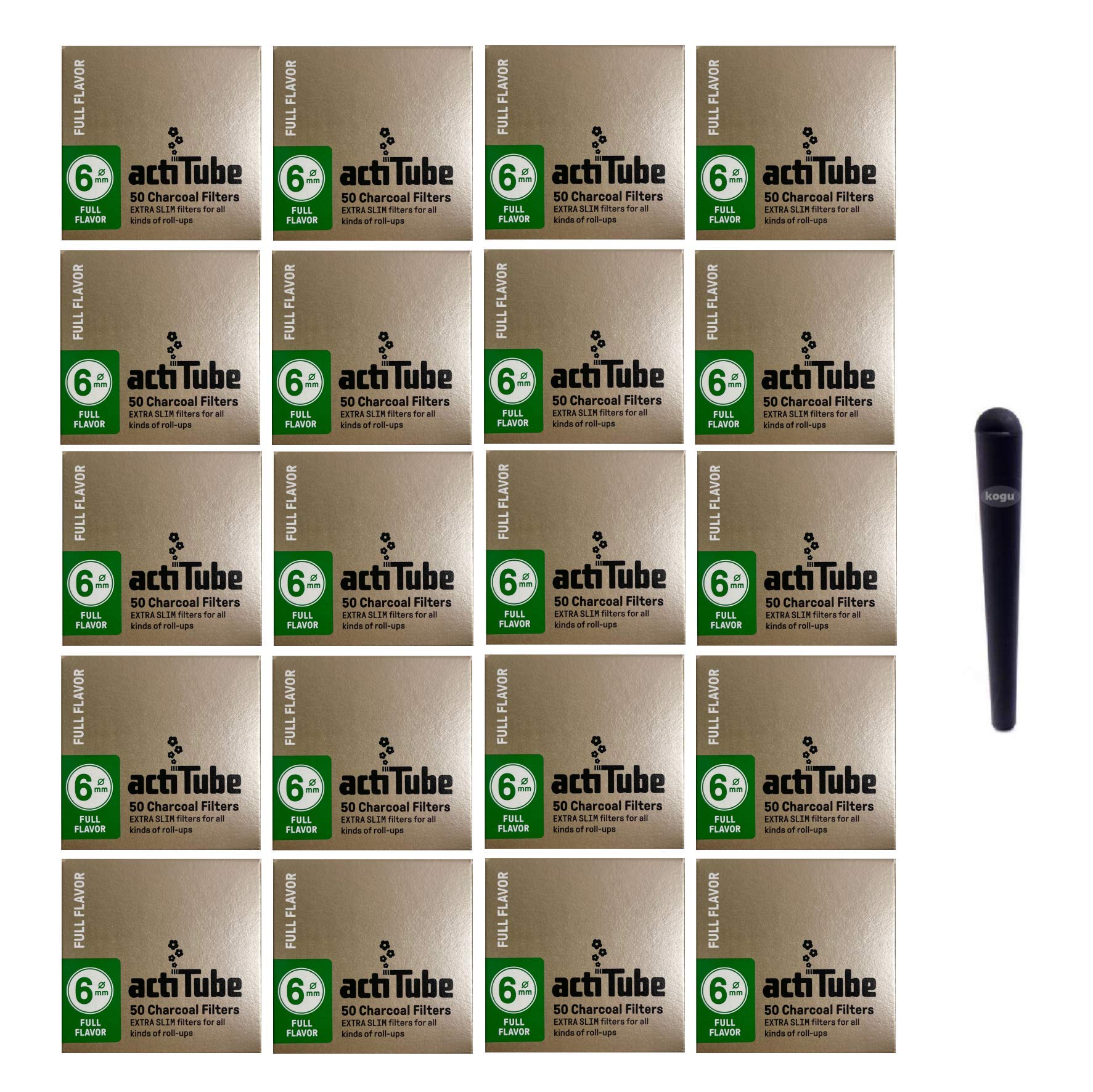 Set mit actiTube EXTRA Slim Aktivkohlefilter,6 mm - inkl. J-Hülle (20x50 (1000))