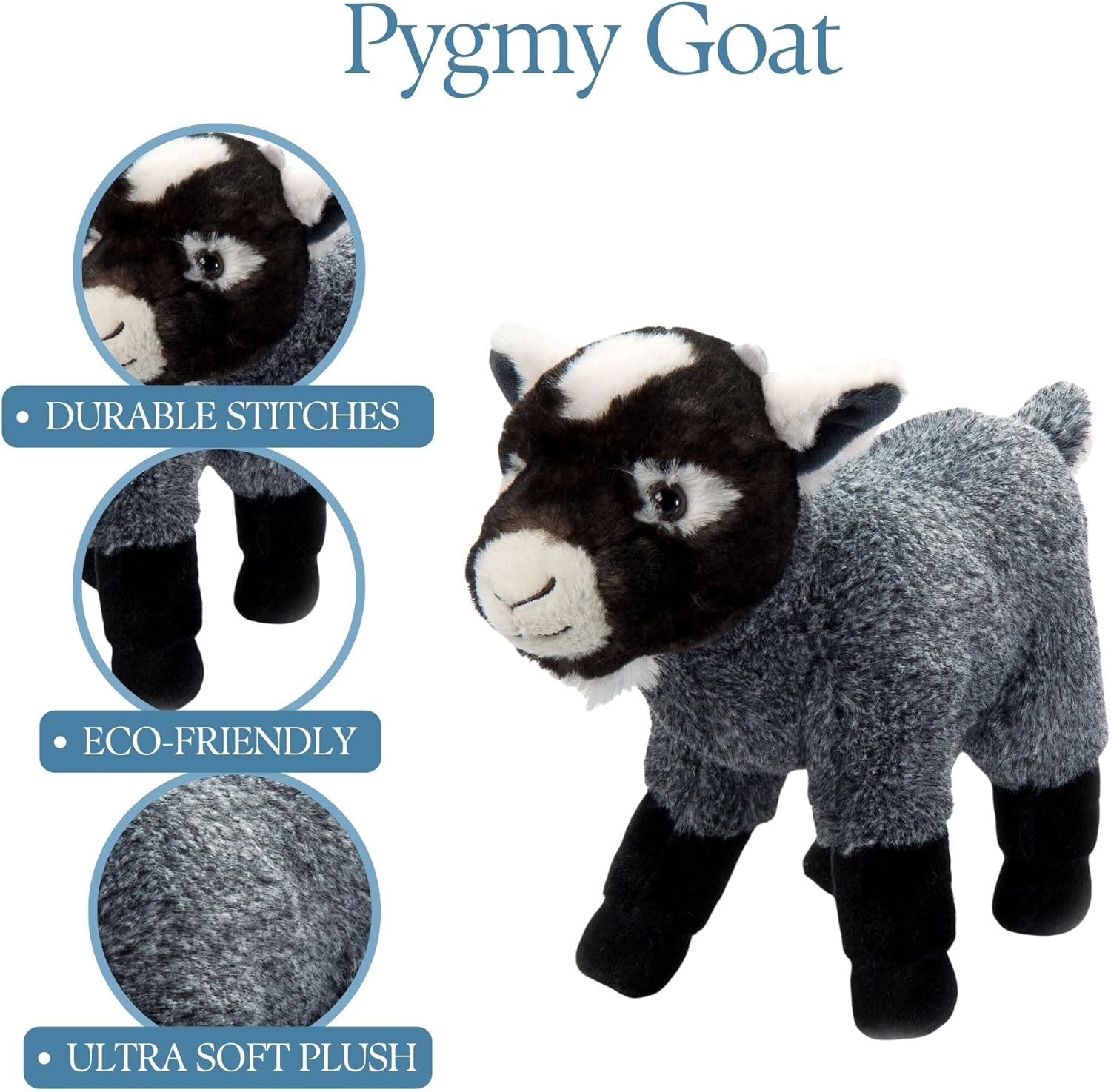 The Petting Zoo Pygmy Goat Stuffed Animal Plushie, Gifts for Kids, Wild Onez Wildlife Barn Animals, Goat Plush Toy, 12 inches