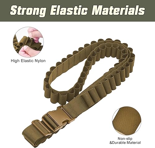 Miniatura 10 de Tyseam Bandolier táctico redondo calibre 1220 60 ajustable con hebilla de liberación rápida, soporte opcional de 8 culatas redondas para cazar