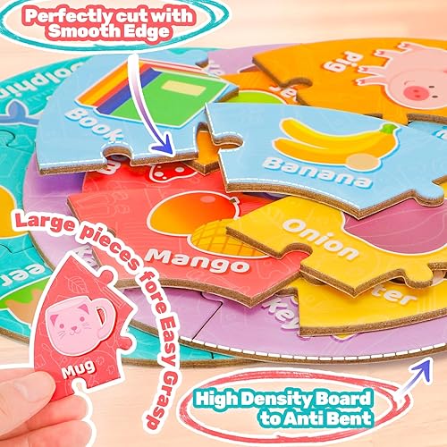 Miniatura 3 de ABC - Rompecabezas educativo del alfabeto y números para niños pequeños, juguetes Montessori, juego de palabras a la vista, actividades de