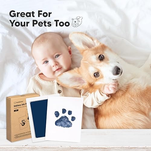 Miniatura 5 de Kit de 4 manos y huellas de bebé sin tinta, almohadilla de tinta sin desorden para recuerdo de recién nacidos, kit de huellas de nariz de perro y