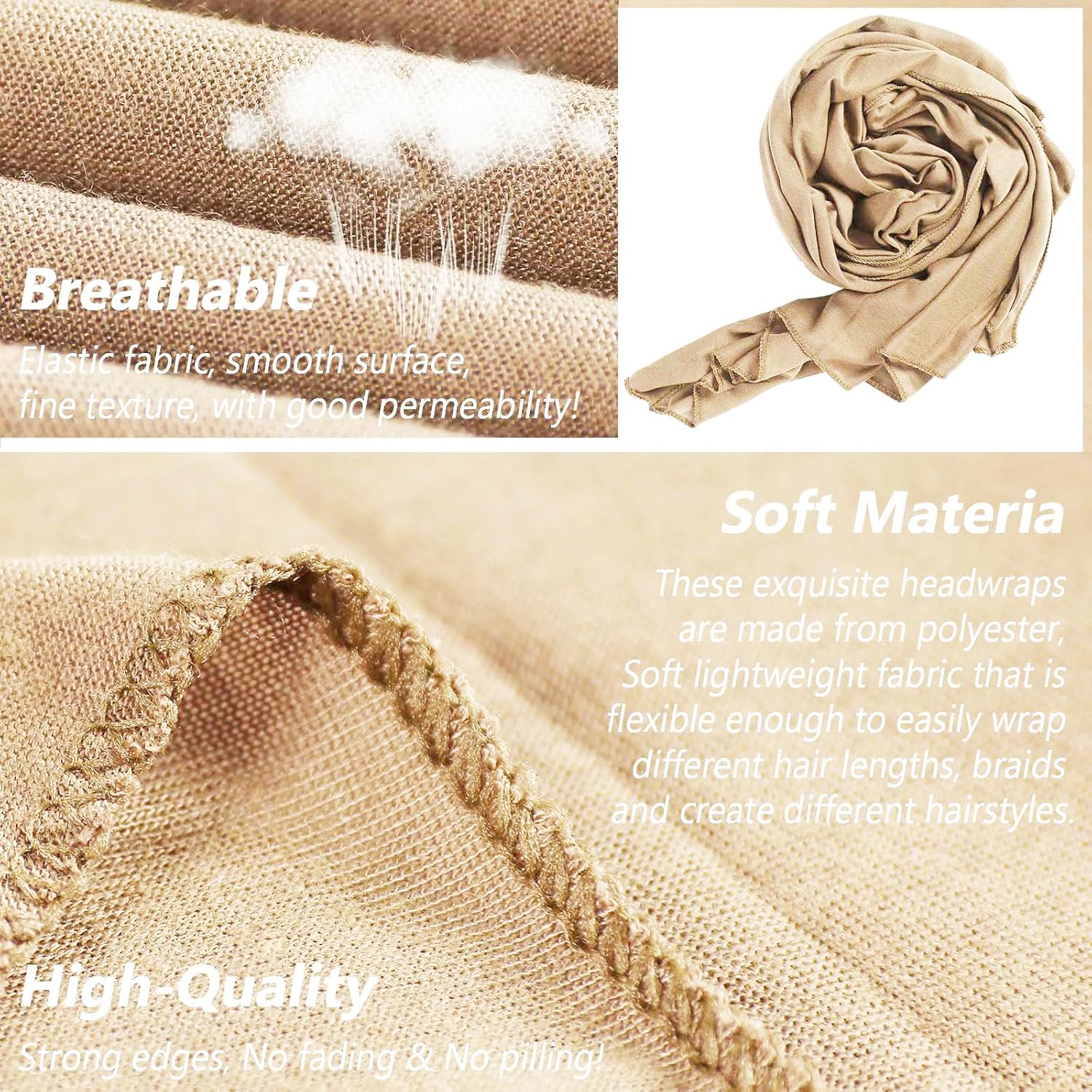 PWEOUKE Head Wraps for Black Women African Head Wrap Lightweight for Women Long Plain Turban Hair Scarf Scarves - Image 3