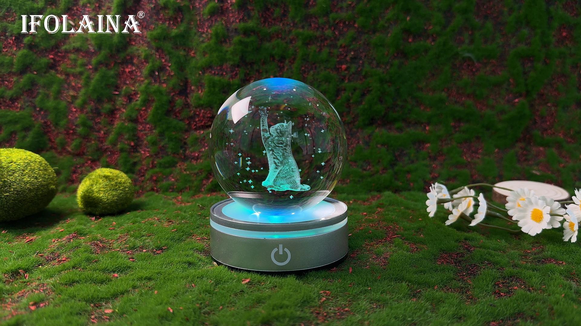 Amazon.co.jp: IFOLAINA 3D 猫 クリスタル ボール 誕生日 プレゼント 