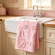 yuboo Pink Bow Hand Towel Set of 1, Cute Tufted Decorative Towels for Bathroom & Kitchen, Coquette Preppy Decor for Teen Girls, College Dorm, 14"x29"