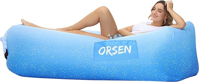 Orsen Inflatable Lounger Air Sofa, Inflatable Couch anti Leakage Camping Chair for Outdoor, Lakeside Portable Hommock with Compression Sacks Camping Accessories for Men and Women