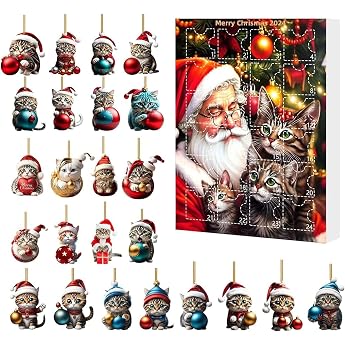 Cat Advent Calendar 2026 Christmas Advent Calendar 24 Days Christmas Countdown Calendar Cute Cat Advent Calendar Christmas Tree Ornaments Advent Calendar Cat Advent Calendar Decorations
