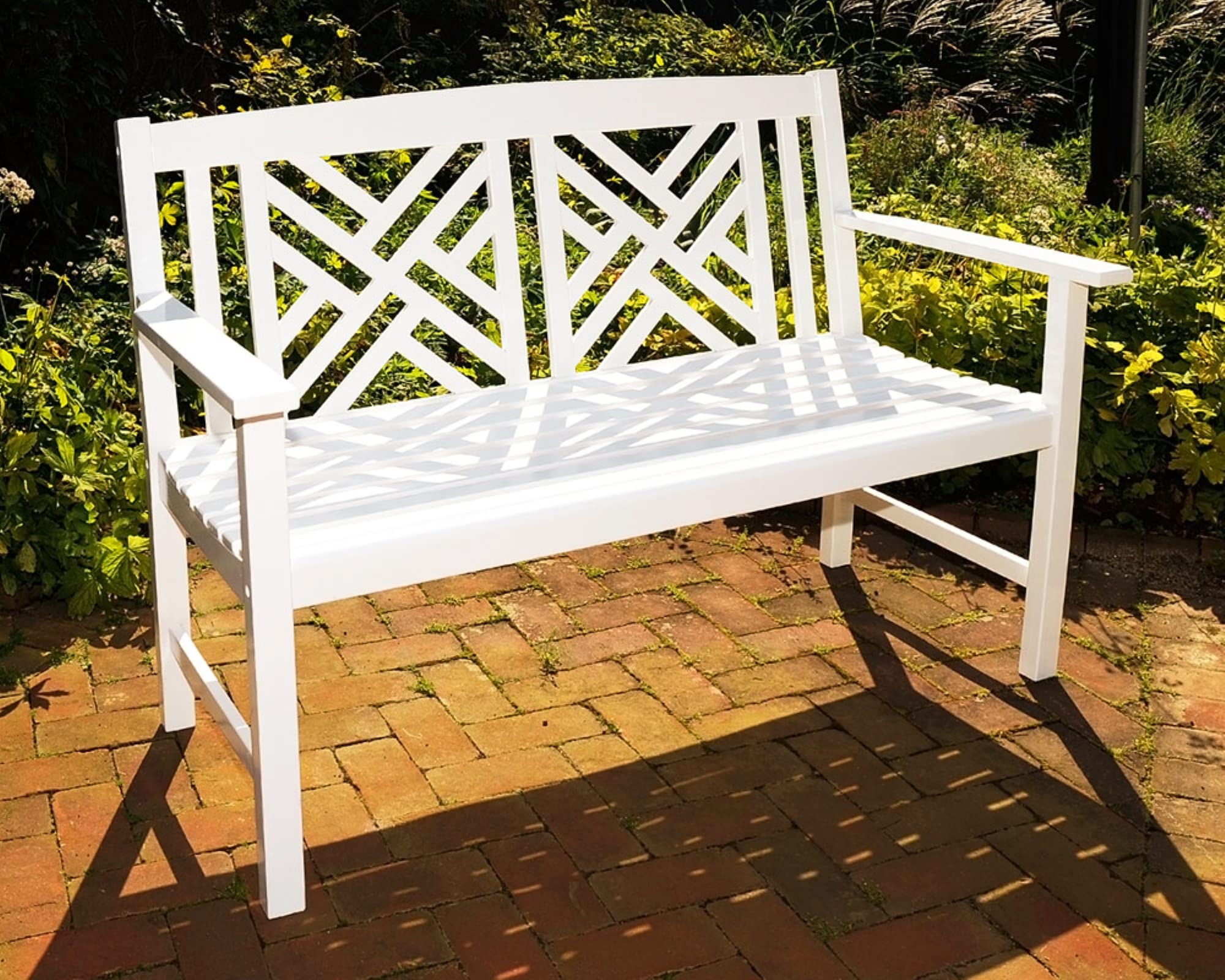 【sachi】WHITE_WOOD_BENCH Sachi Hyacinth Bench with White Linen Cushion