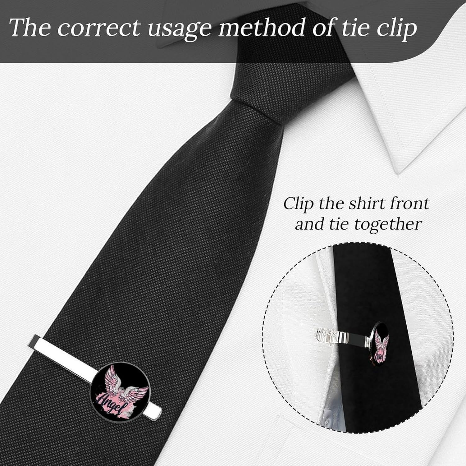An-gels Wings Heaven Tie Clip Fashion Jewelry Necktie Pin for Wedding Busiess Office Accessories