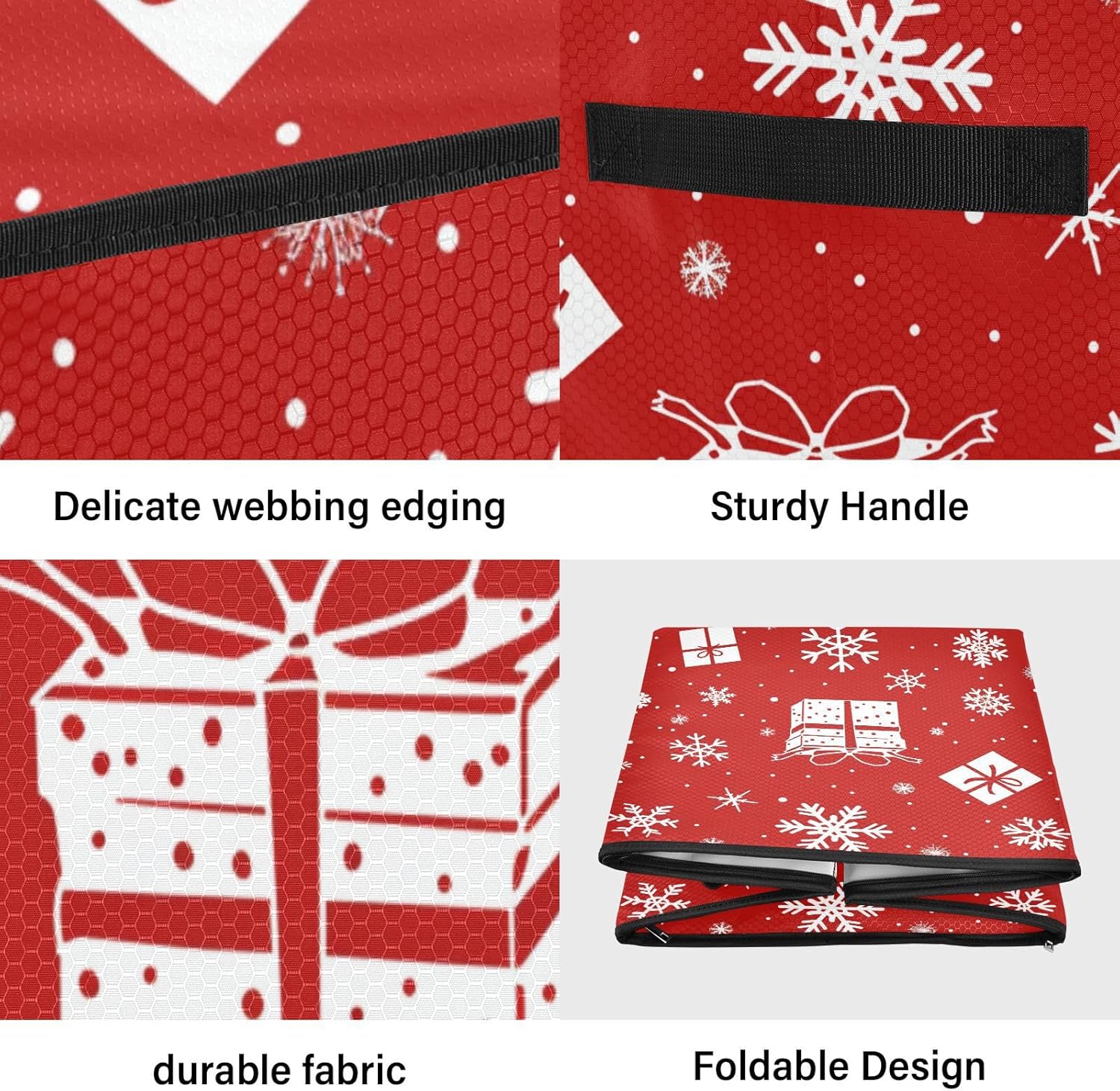 High Capacity Christmas ornament storage bag Holds Up to 64, Zippered Top handy Holiday Storage Case with Lid,Christmas Motifs Snowflake Box