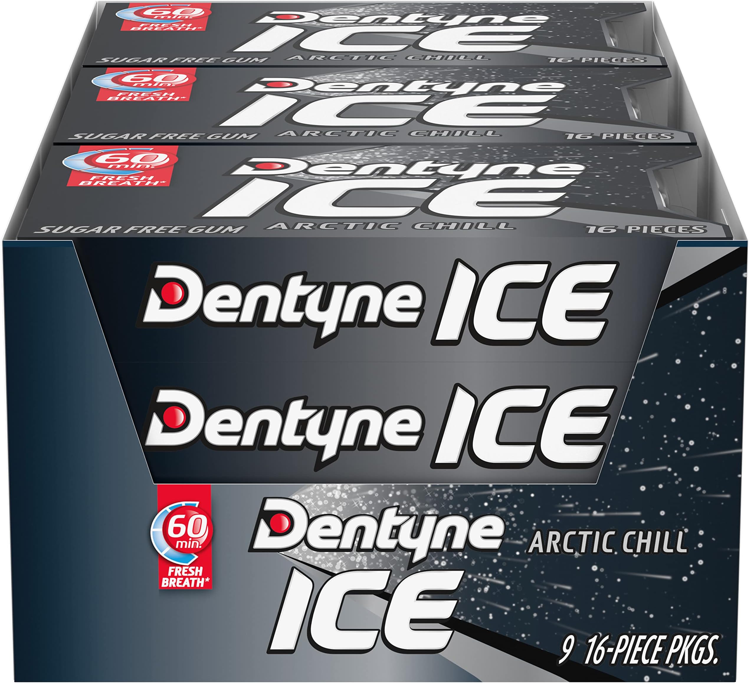 Dentyne Ice Sugar Free Gum (Arctic Chill 16 Piece Pack of 9)