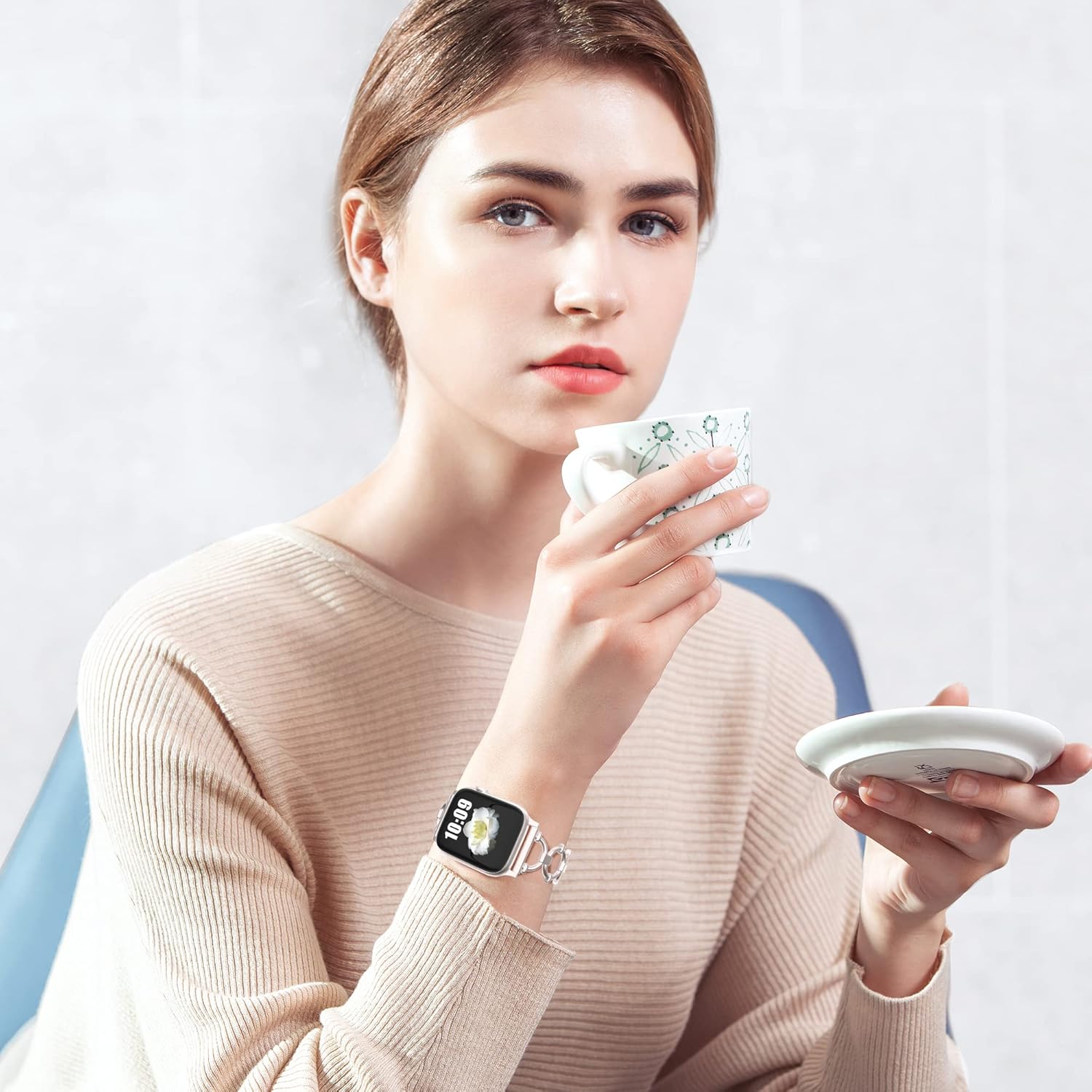 Slim Band Compatible with Apple Watch 41/40/38/44/45/46/49/42mm SE Series 11 10 9 8 7 6 5 4 3 2 1 Ultra, Women Adjustable Replacement Bracelet, Jewelry Metal Strap - Image 6