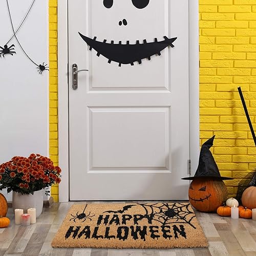 Miniatura 6 de AnyDesign Felpudo de fibra de coco natural para exteriores, tapete antideslizante para puerta de entrada de Halloween, puerta de entrada, baño,