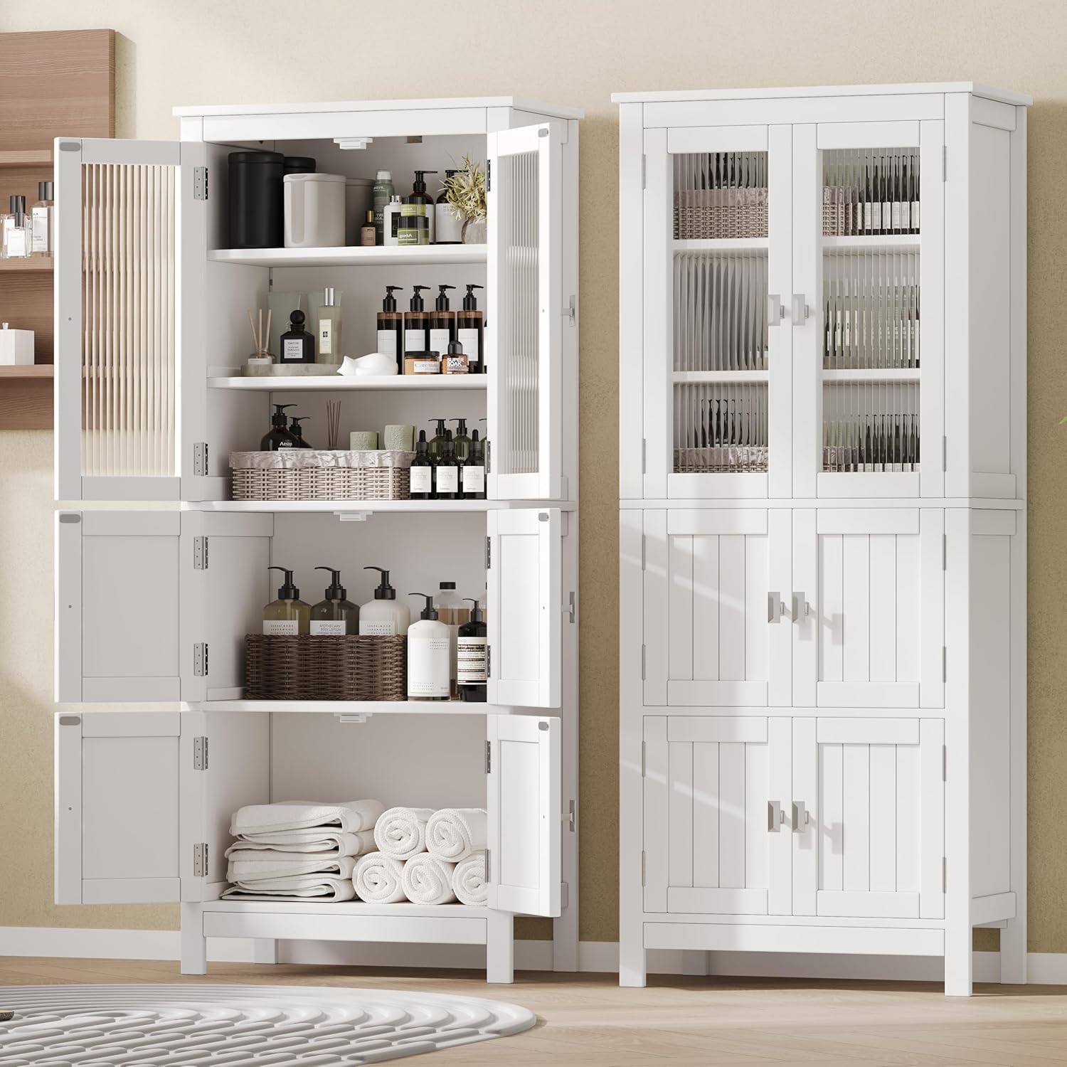 Tall White Multi-Room Storage Cabinet