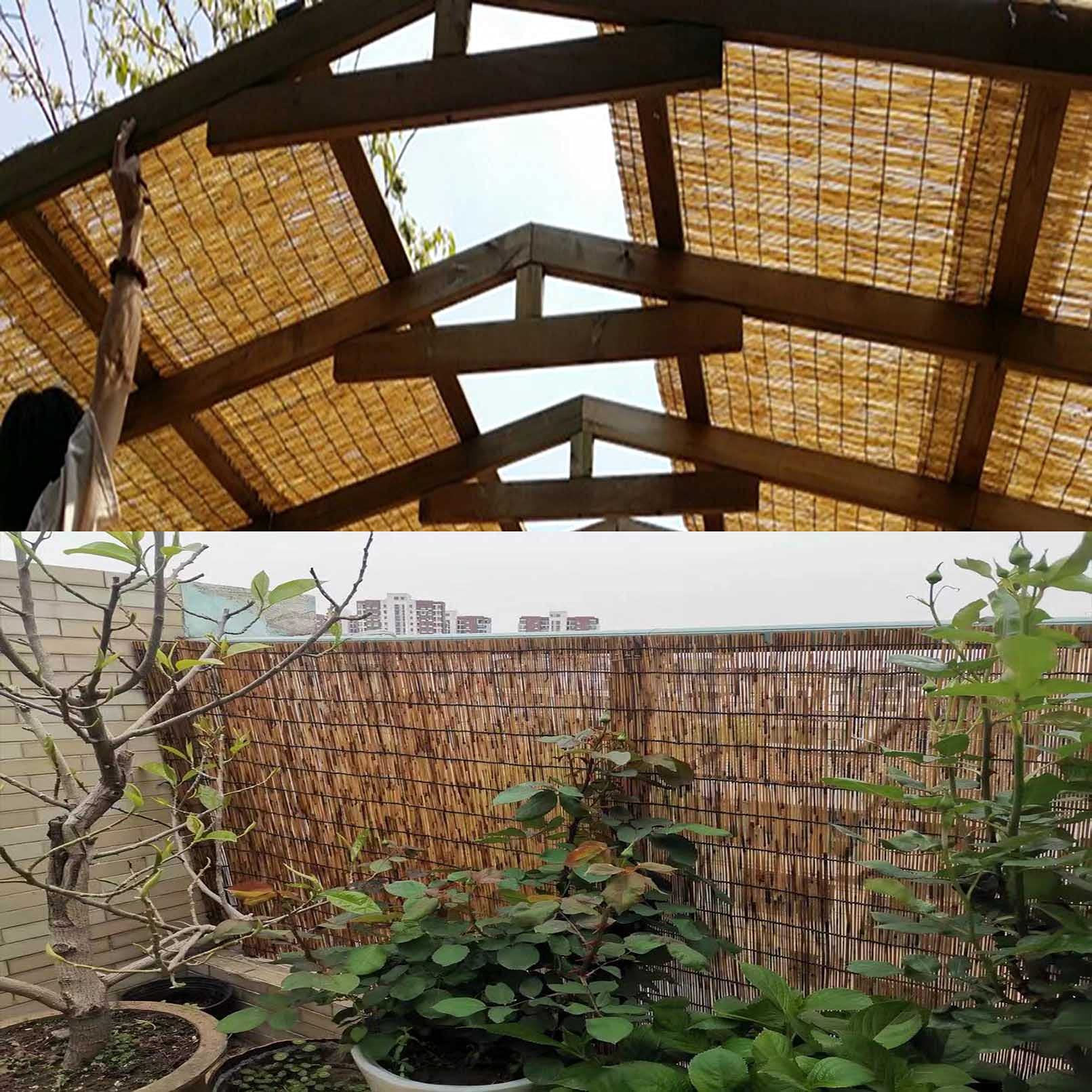 Rotolo di recinzione in bambù – Tappetino per esterni in canna di bambù per terrazza e tende, design con bordo rilegato per una facile installazione
