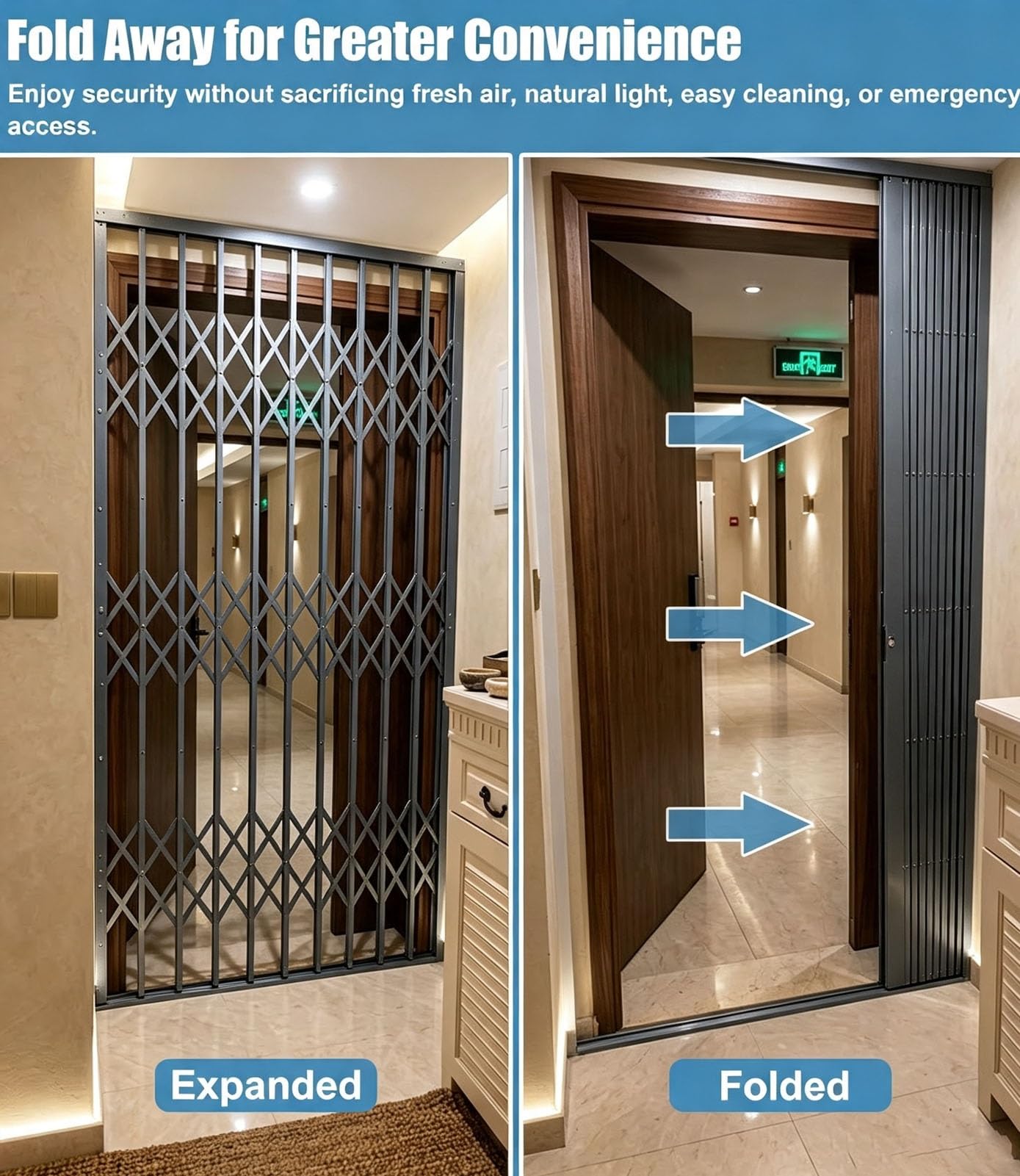 Inferriate per Finestre Barre di Sicurezza a Fisarmonica Pieghevoli per Finestre Porte | 1m 1.2m 1.6m 1.8m 2m 2.1m Griglia di Protezione Finestra Retrattile Robusta, Recinzione di Sicurezza Estensibile Antifurto