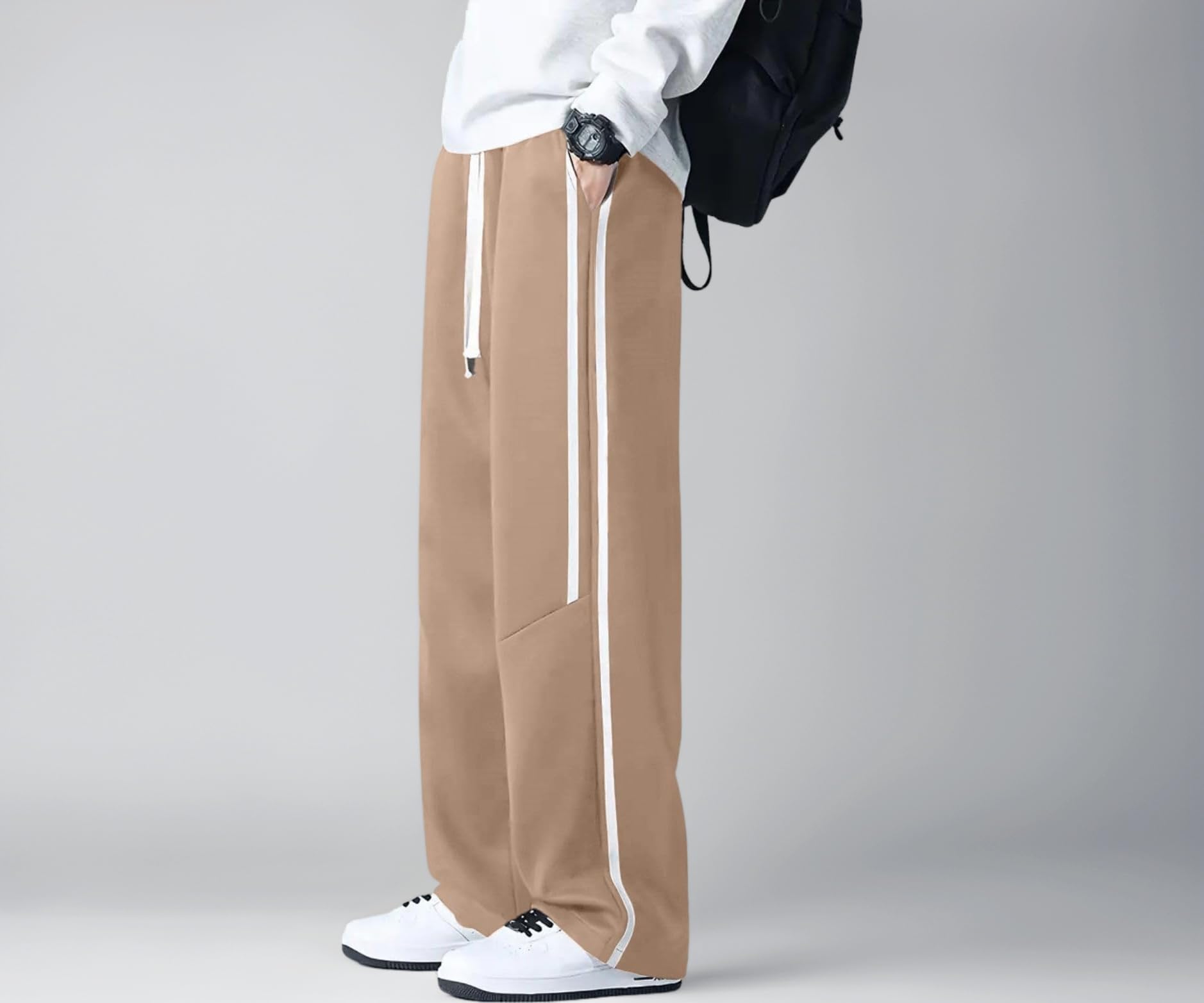 - Korean Style Track Pants for Men โ Loose Fit Lycra Cargo Joggers | Trendy Gym & Streetwear Bottoms with Utility Pockets (Available in Plus Size)