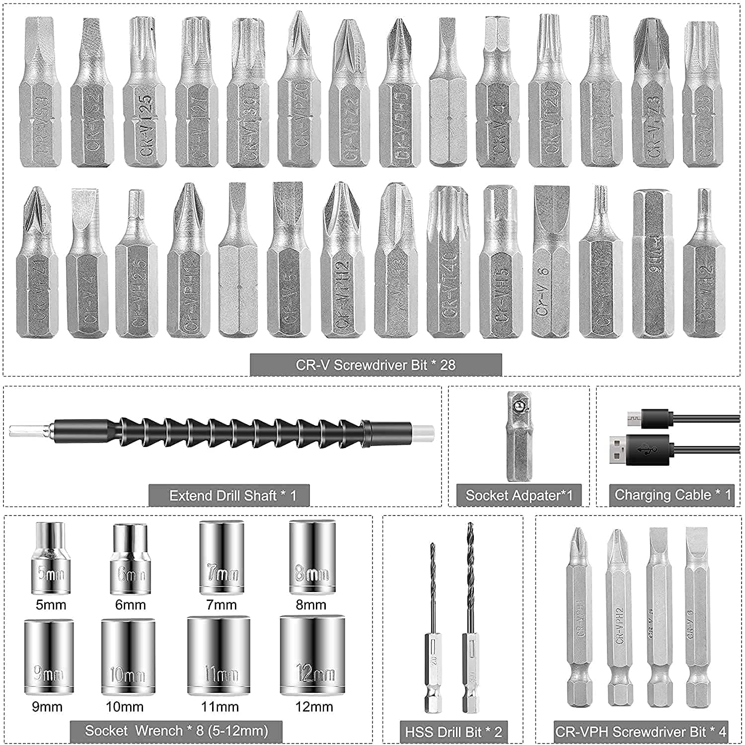 DORLANK 47 in 1 Electric screw driver kit| Cordless Screwdriver Bits Set |Electric Portable Driver Machine| Drill screwdriver for Home Improvement| screw driver (Drill Driver) - Image 3 thumbnail