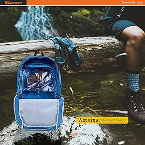 SKYSPER Lightweight Packable Backpack - 30L Hiking Daypack with Wet Pocket Foldable Travel Carry-on Backpack for Women Men