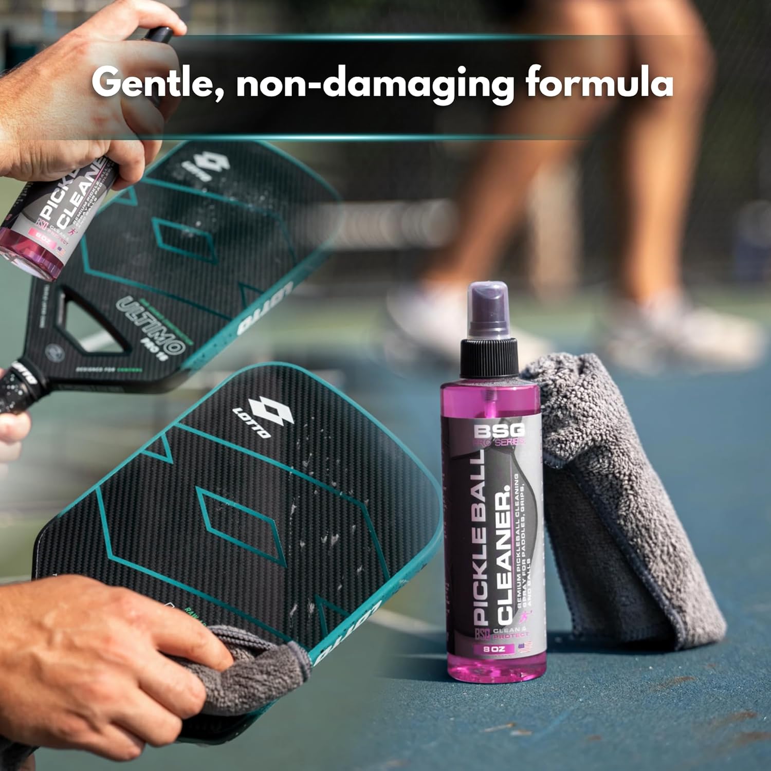 Pickleball Paddle Cleaner, Grip & Paddle Reset Spray, Erase Dirt & Grime, Improve Accuracy, Remove Sweat and Scum | 8 floz