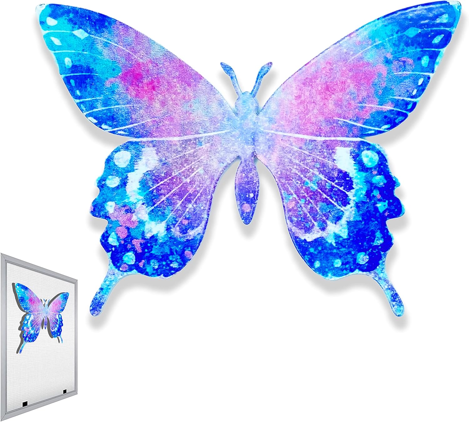 Dreamy Opal Metallic Butterfly Screen Magnet - Lanai Door Patio Door Decor Decal Magnet - UV Proof Screen Magnets (Pack of 2)