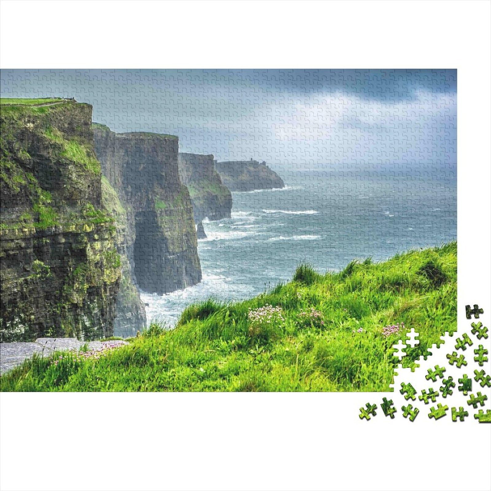 Cliffside Ocean View Recycled Cardboard 1000 Pieces Jigsaw Puzzle Jigsaw Detailed Relaxing Cliff Sea View Birthday Gifts 70x50cm/1000pcs