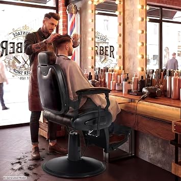 Barber Chair, Heavy Duty Vintage Recline Hydraulic Salon Chair