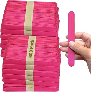 600 Pack Pink Jumbo Craft Sticks 6 Inch, Wooden Popsicle Sticks for Crafts and STEM