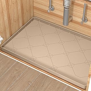 Under Sink Mats for Kitchen Waterproof, 34" × 22" Silicone Under Sink Liner Drip Tray, Cabinet Protector Mat for Drips, Leaks, Spills, Fits 36'' Standard Bathroom Cabinets