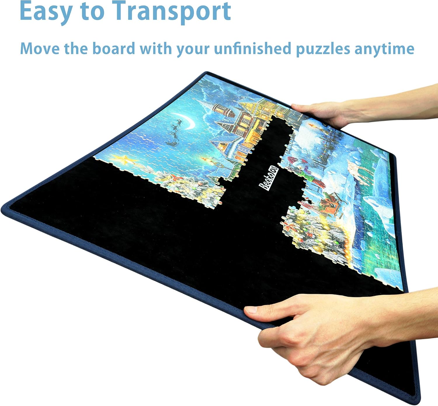 Becko US Jigsaw Puzzle Board Portable Puzzle Mat for Puzzle Storage Puzzle Saver, Up to 1000 Pieces, Non Slip Surface (Khaki/Black)
