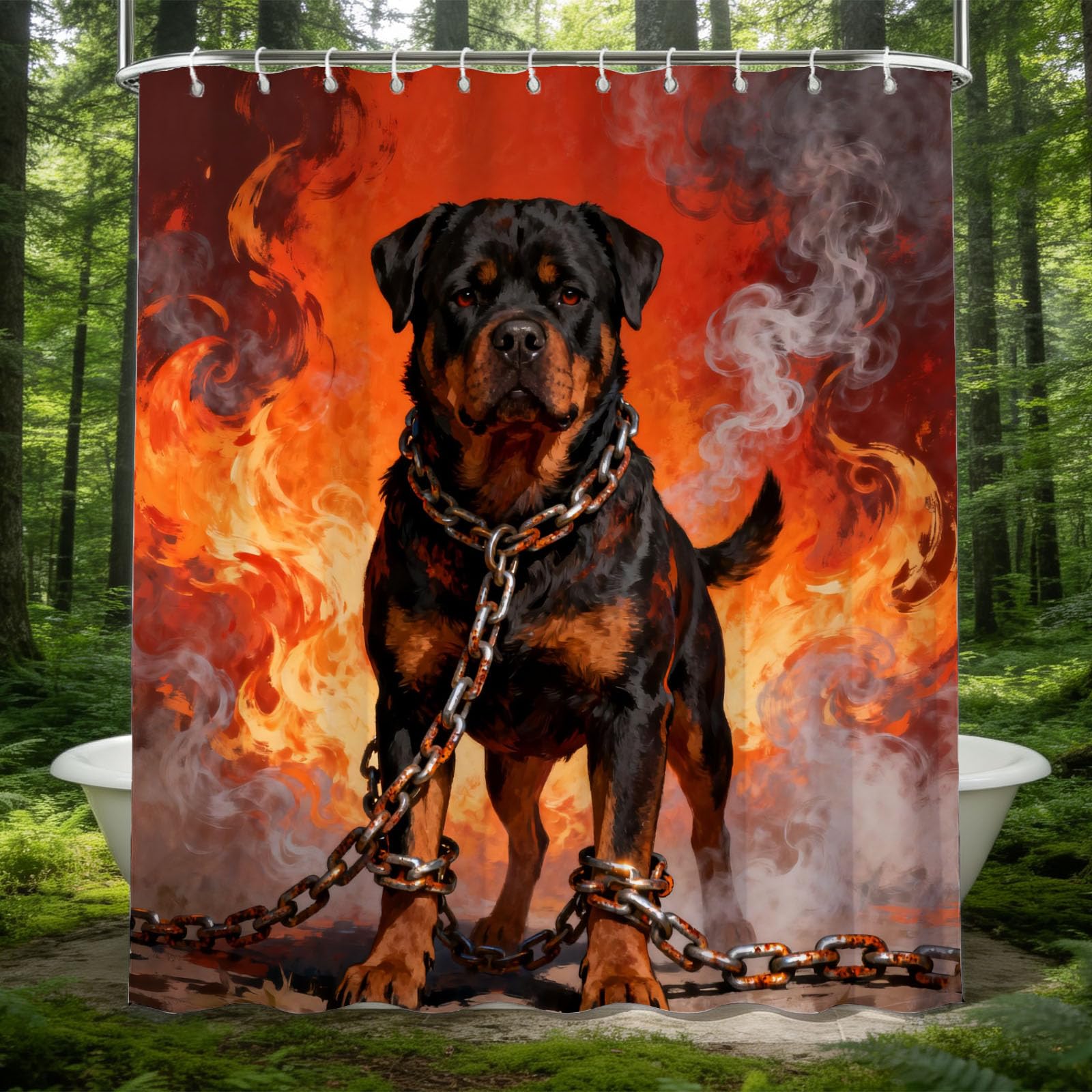 Hongduo 3D Rottweiler Shower Curtain for Stalls Bathtubs Wild Style Bathroom Decor Shower Curtain Set Polyester Fabric Waterproof 180x200cm/71X79 Inch with Hooks