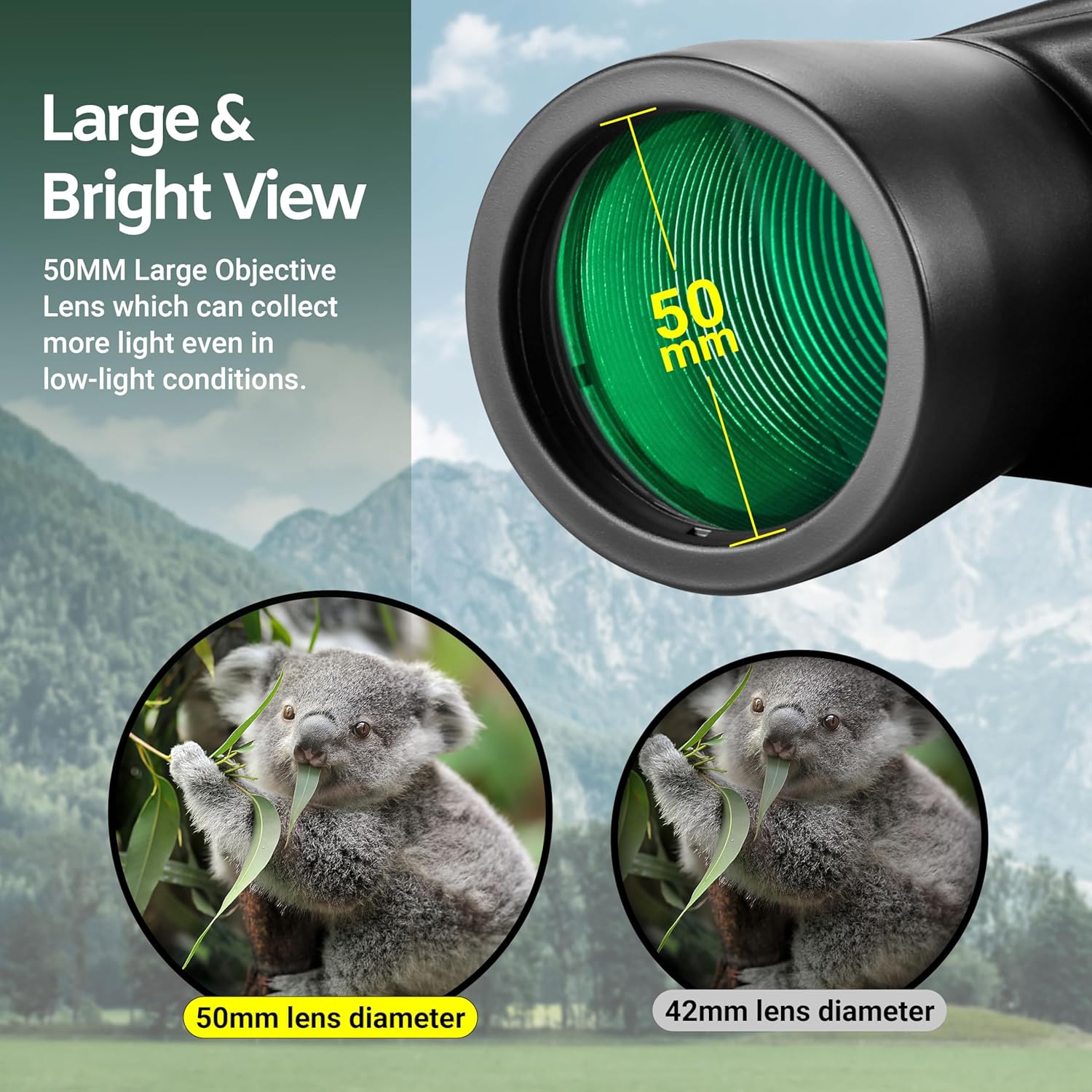 AOMEKIE 10x50 Professional High Powered BAK4 Prism Binoculars for Adults FMC Lens Full-Size Waterproof HD for Bird Watching Concert Outdoor Hiking Traveling