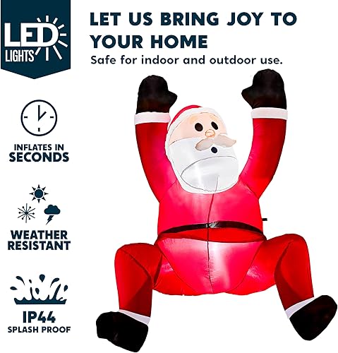 Miniatura 3 de Joiedomi 6 FT Hanging Christmas Inflatables Decoration, Christmas Inflatable Climbing Santa with Build-in LED, Blow Up Inflatable for Xmas Party