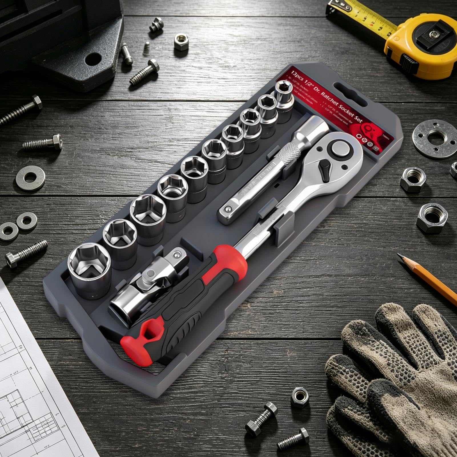 de douilles Outils à Main Antidérapants, 72 Dents Queue Hexagonale Métrique