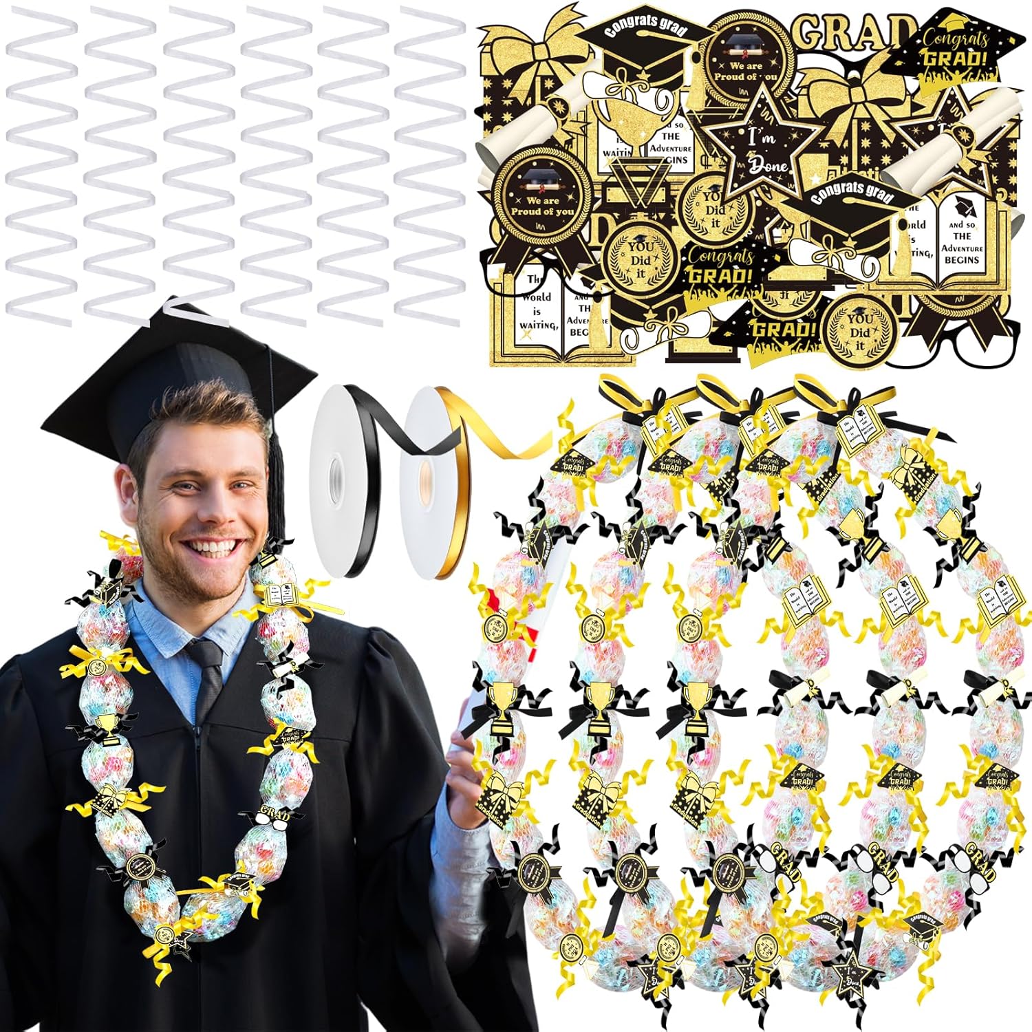 60 Set 2024 Graduation Candy Lei Making Kit DIY Lei Netting