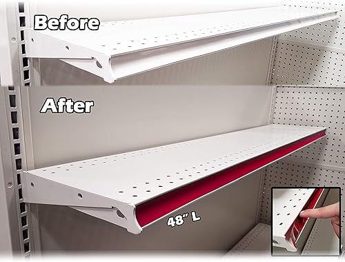 Miniatura 2 de Tiras decorativas de vinilo precortadas para estantería de góndola, 48 x 1.25 pulgadas, canal C, rojo, paquete de 20