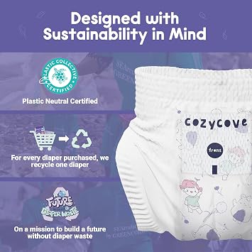 Cozycove Size 7 L (33-44 lbs) Pull Up Training Pants | Totally Chlorine Free, Fragrance Free | Wetness Indicator | Play Hard Slim Active Pants | 5 Count Travel