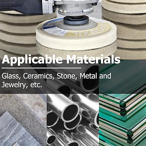Miniatura 6 de 10 discos de pulido de lana de 3.740 in, rueda de pulido de disco de fieltro de lana para amoladora angular, almohadilla de pulido, 0.472 in