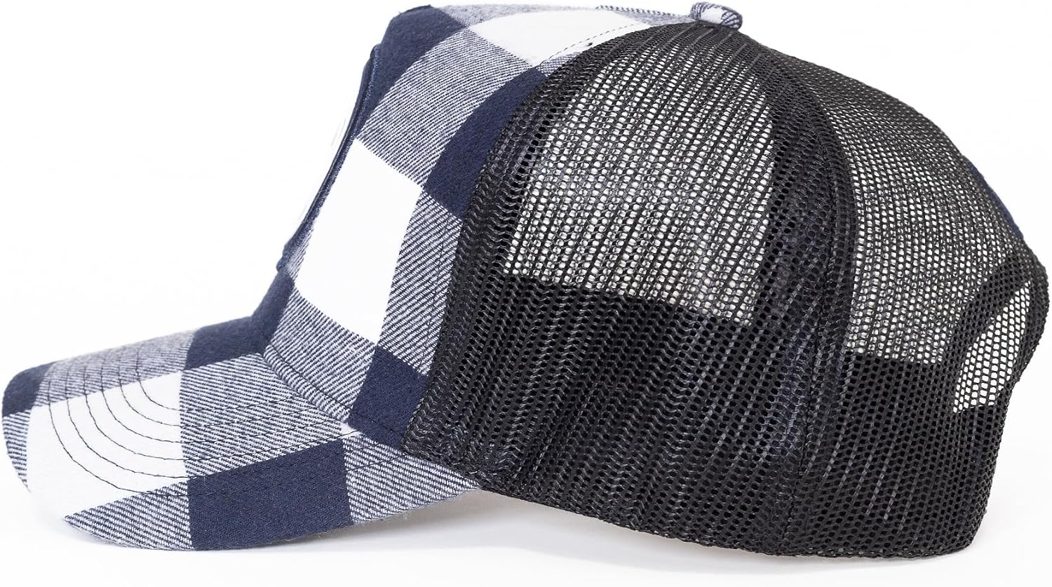 Urban Effort Mesh Back Cap - for Men and Women Baseball Hat 5-Panel Trucker Hat - Great Snapback Closure for Hunting & Hiking, Small, Plaid Blue/White