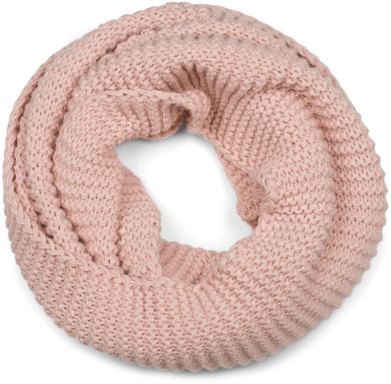 Stylebreaker Women's Rose Knitted Loop Scarf Unicoloured With Left Knit Pattern, Warm Winter Knitted Scarf, Tube Scarf 01018166, Colour: