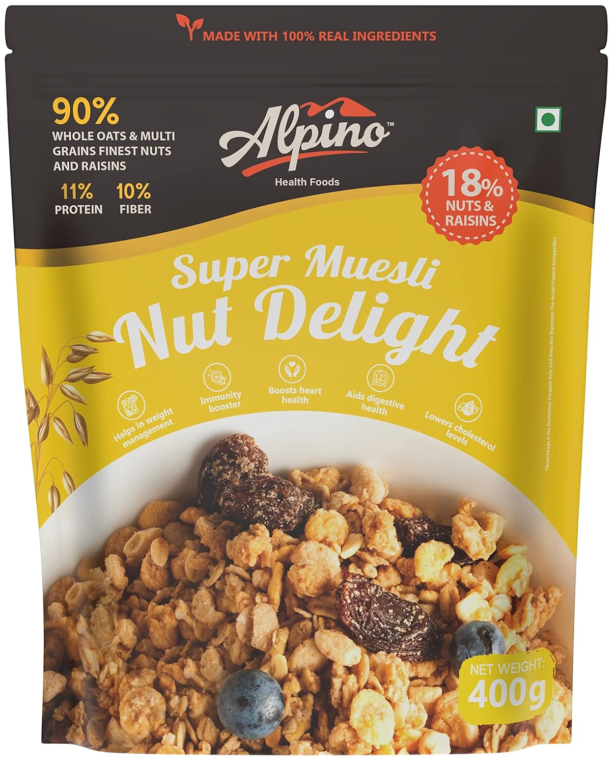Alpino Super Muesli Nut Delight 400 G 20 Dried Fruits & Nuts 69