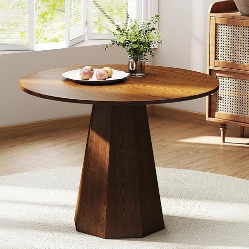 39” Round Solid Wood Dining Table for 4-5 People, Modern