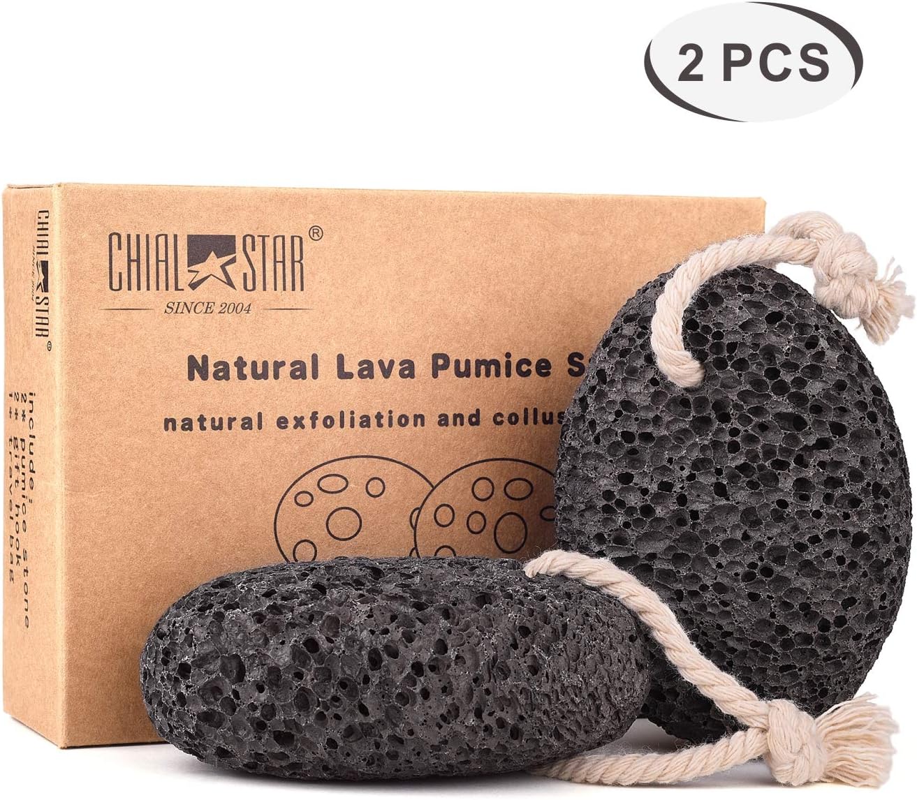 Amazon.com: Natural Pumice Stone for Feet(Pack of 2), Chialstar Lava ...