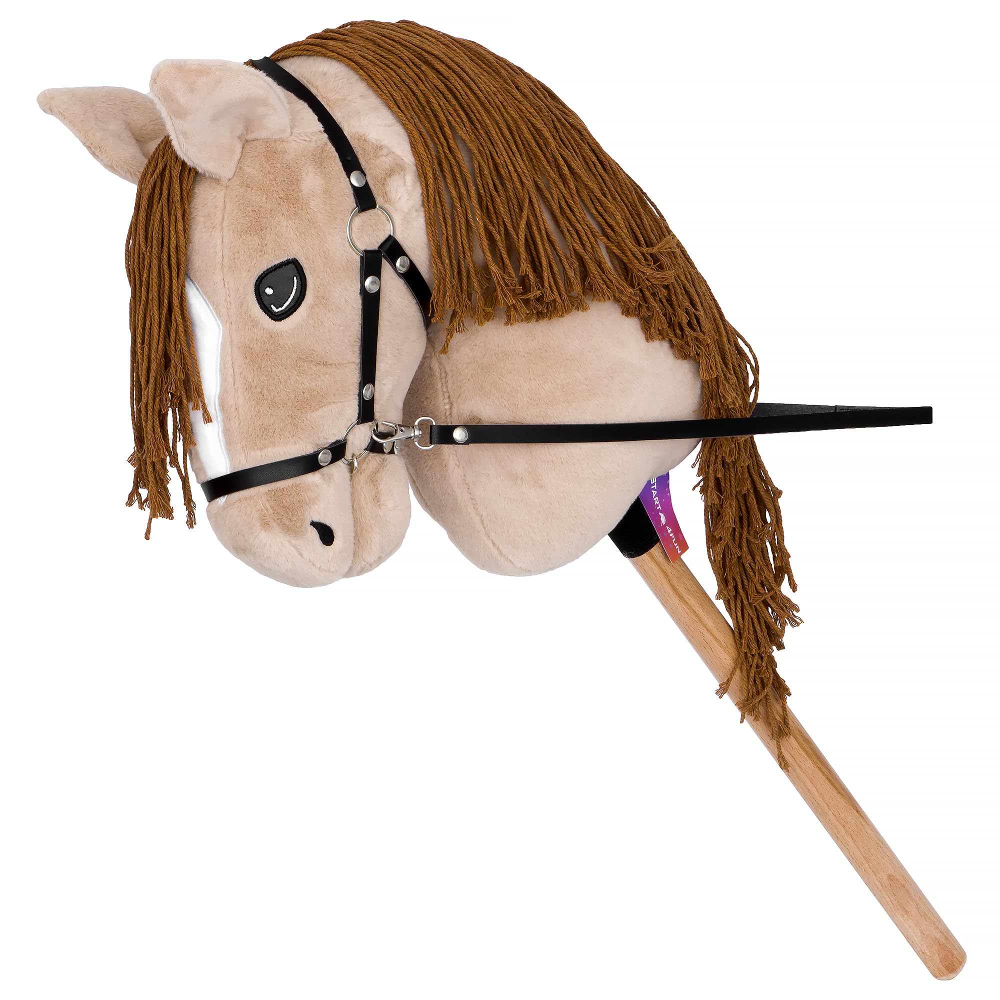 Start Hobby Horse Steckenpferd aus Plüsch mit Holzstock – Realistisches Stockpferd mit Langer Mähne zum Frisieren – Weiches Spielpferd für Kinder Hobby Horsing & Rollenspiele (Bonnie (Beige))