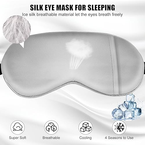 Miniatura 8 de Cavoilu Cooling Eye Mask for Sleeping, Silk Sleep Mask wGel Eye Mask Hot & Cold Eye Masks For Dark Circles and Puffiness, Stress Relief, Blindfold