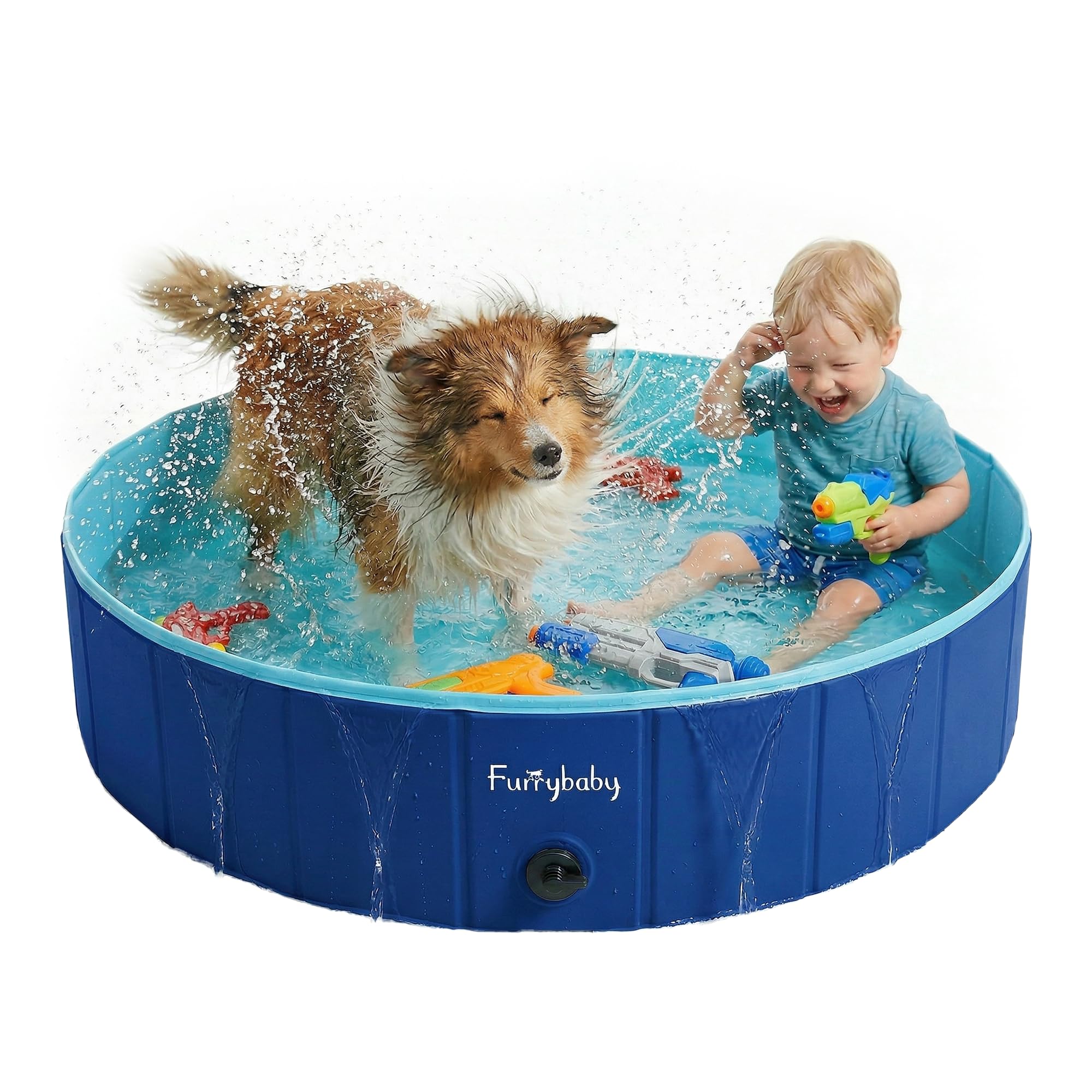 Furrybaby Foldable Dog Pool Non-Slip Hard Bath Tub Indoor Outdoor Pets Kids