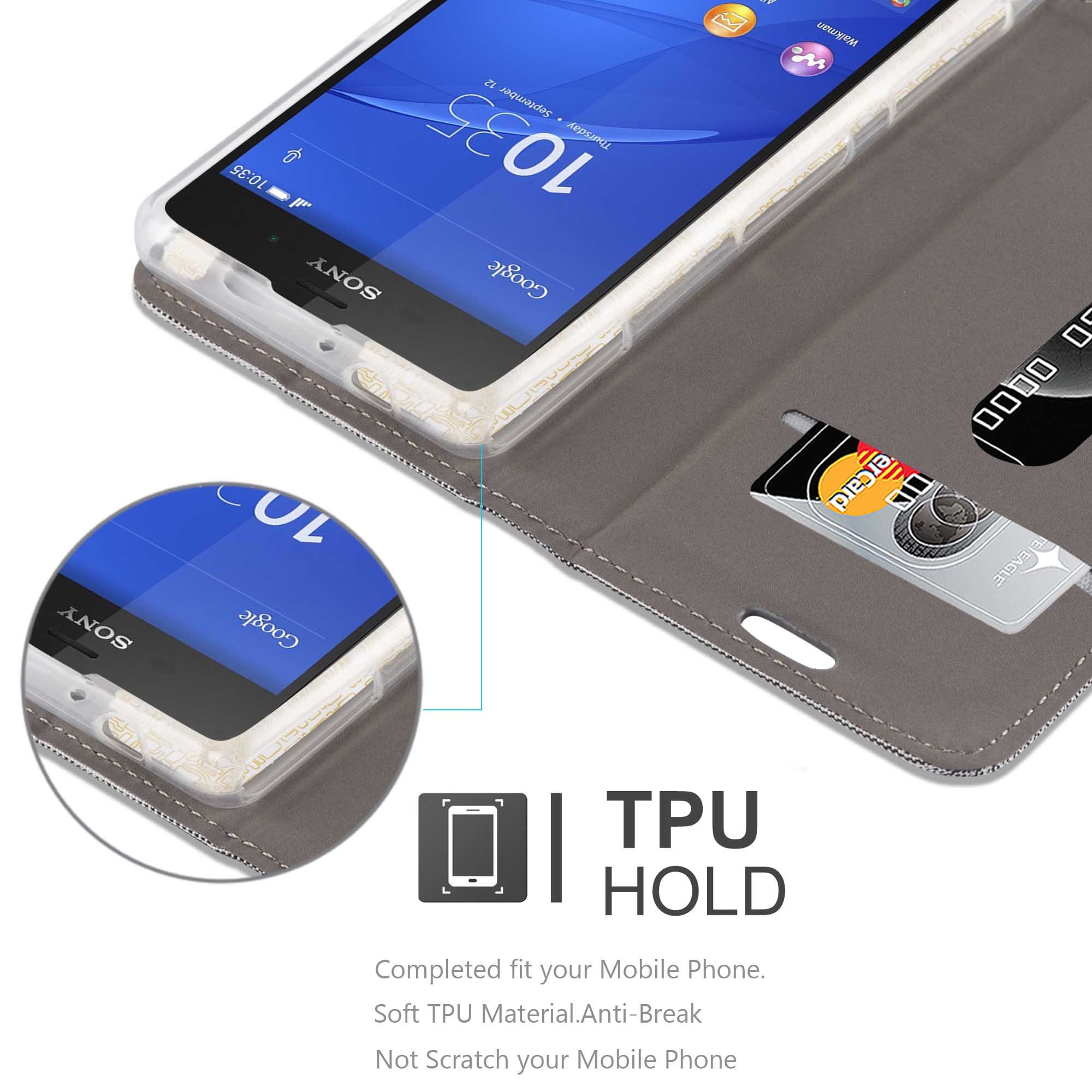 Cadorabo Hülle Für Sony Xperia Z2 – Flip Case Aus Kunstleder, Mit Standfunktion & Kartenfach, Silber