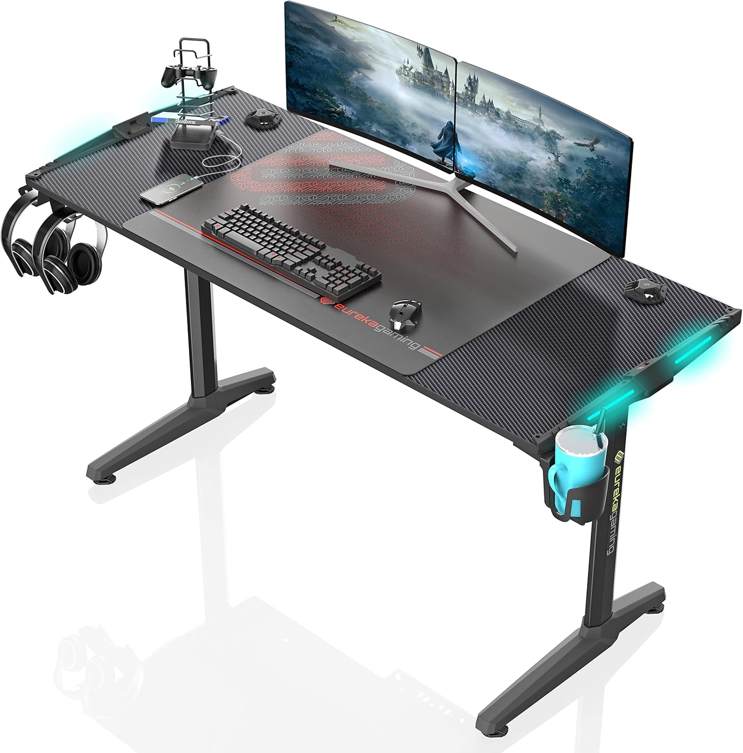 Buy EUREKA ERGONOMIC 55 Inch Gaming Desk,I Shaped PC Gaming Computer