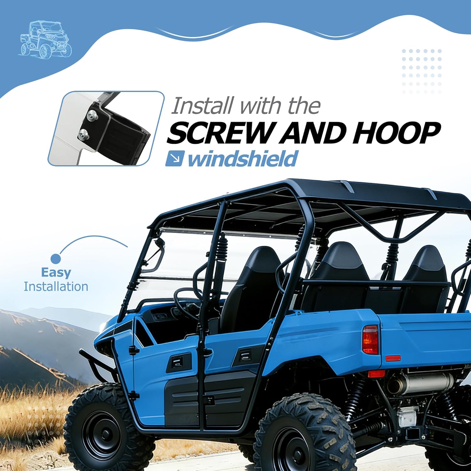 HECASA 2-in-1 Flip Windshield Compatible with 2012 2013 Kawasaki Teryx 4 750/2014 2015 Teryx 800 Full Flip Up Windscreen Clear